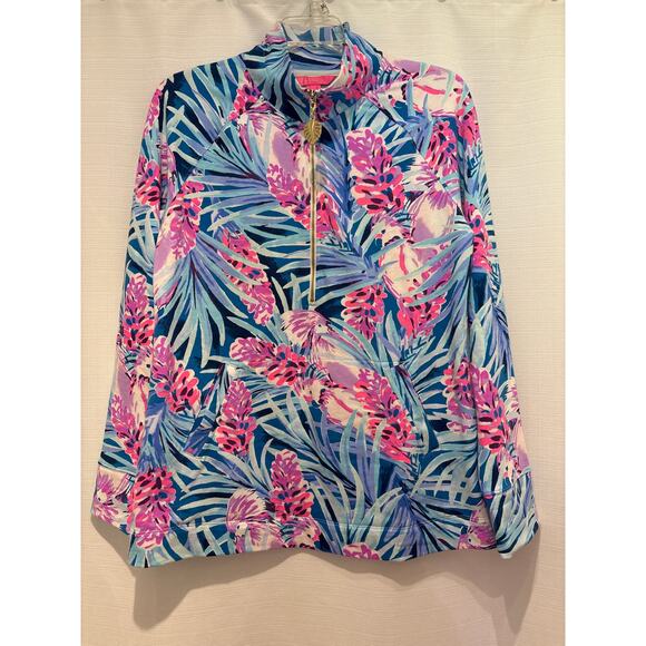 LILLY PULITZER 50+ SPF Skipper Popover Mr Blue Peacock Tweethearts Half Zip S - Picture 1 of 7